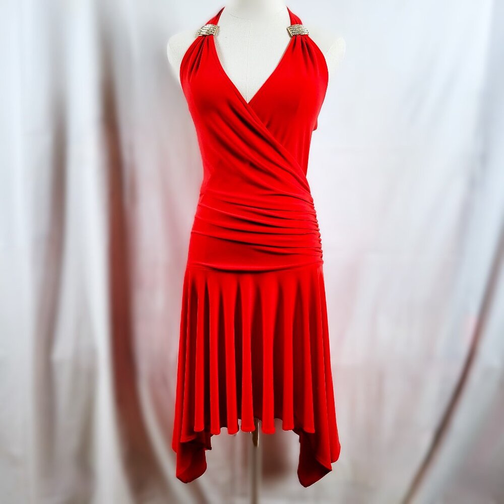 Cache Coral Red Halter Dress - Size Small